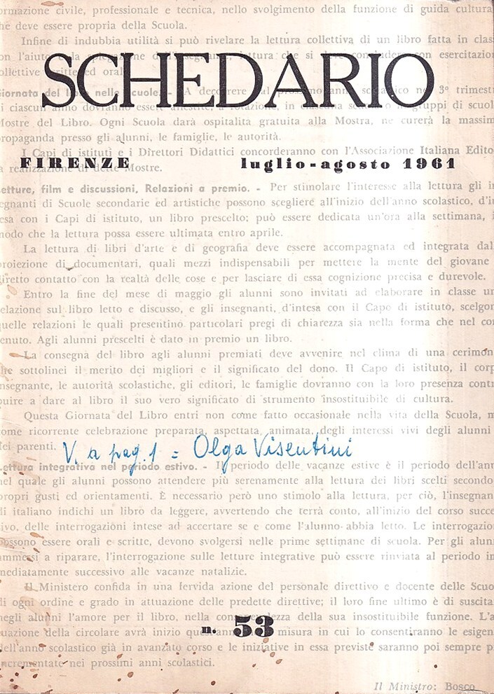 Schedario - n. 53, luglio-agosto 1961 [numero monografico dedicato a …