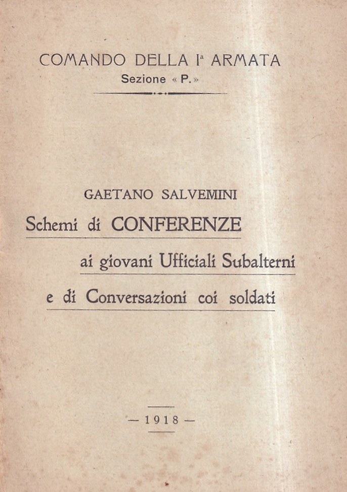 Schemi di conferenze ai giovani ufficiali subalterni e di conversazioni …