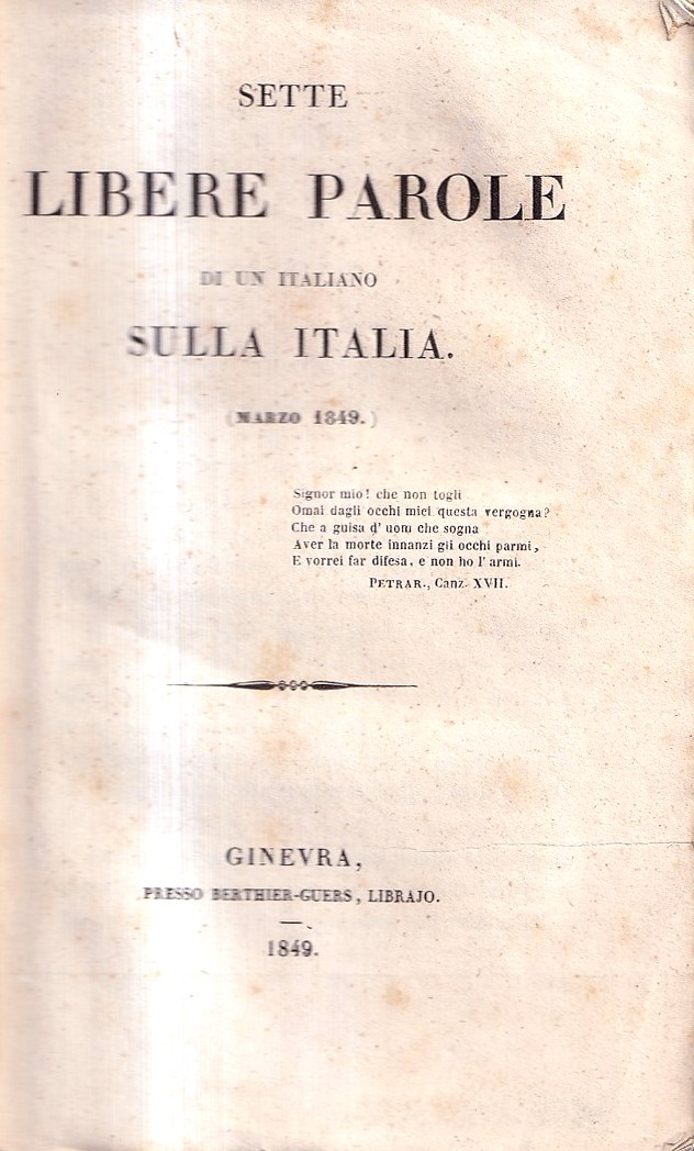 Sette libere parole di un italiano sulla Italia (marzo 1849)