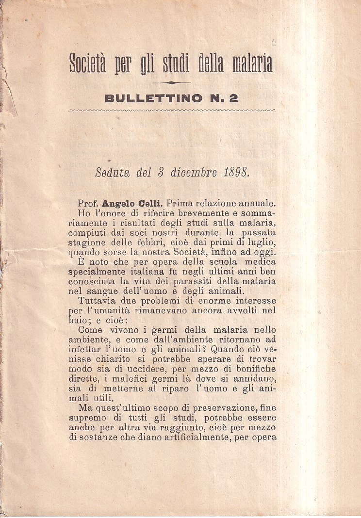 Società per gli studi della malaria. Bullettino n. 2