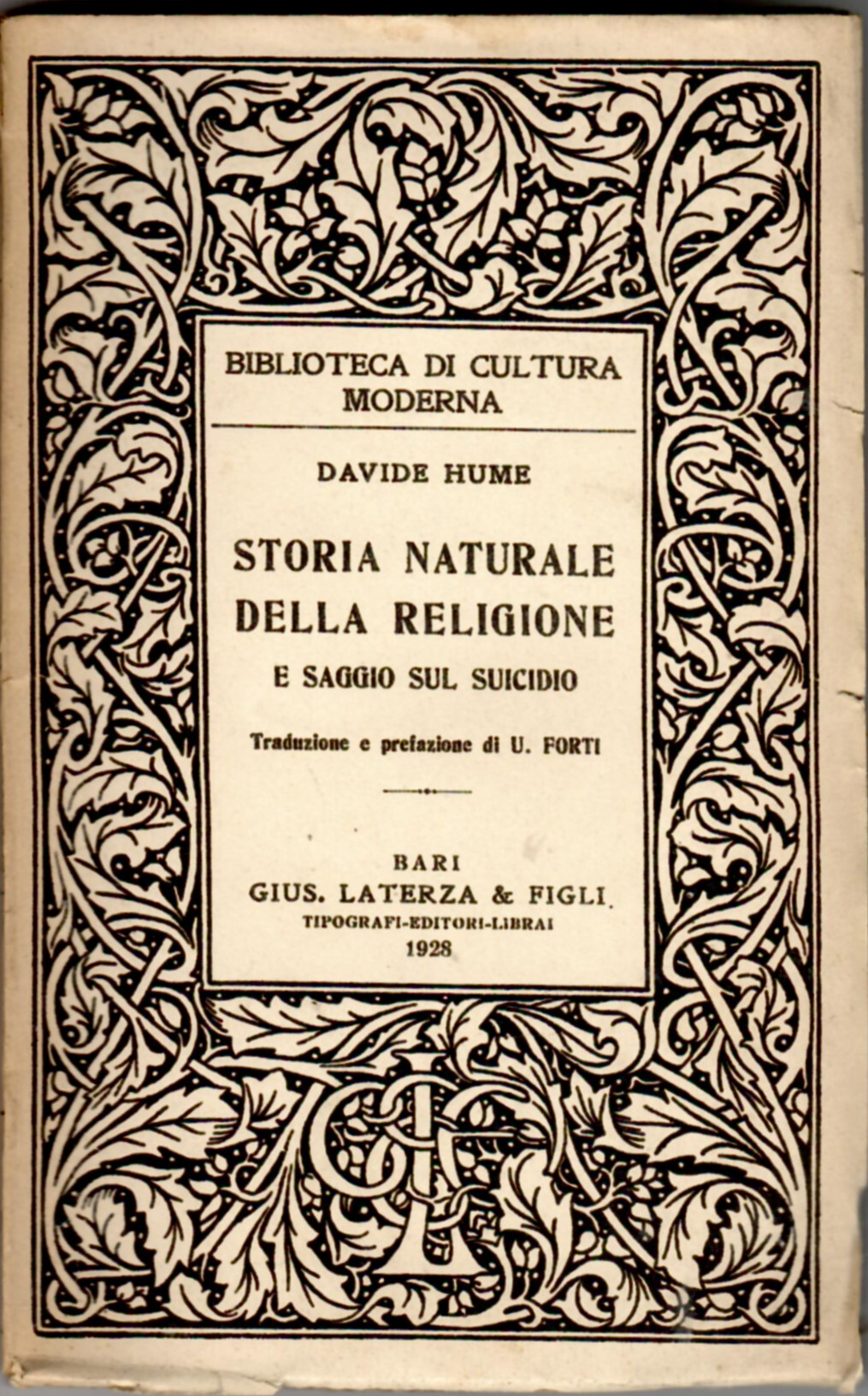 Storia naturale della religione, e Saggio sul suicidio