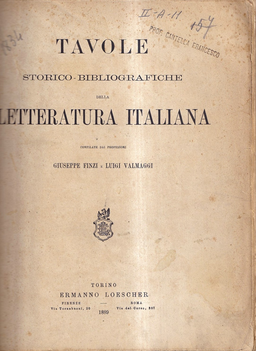 Tavole Storico-Bibliografiche Della Letteratura Italiana