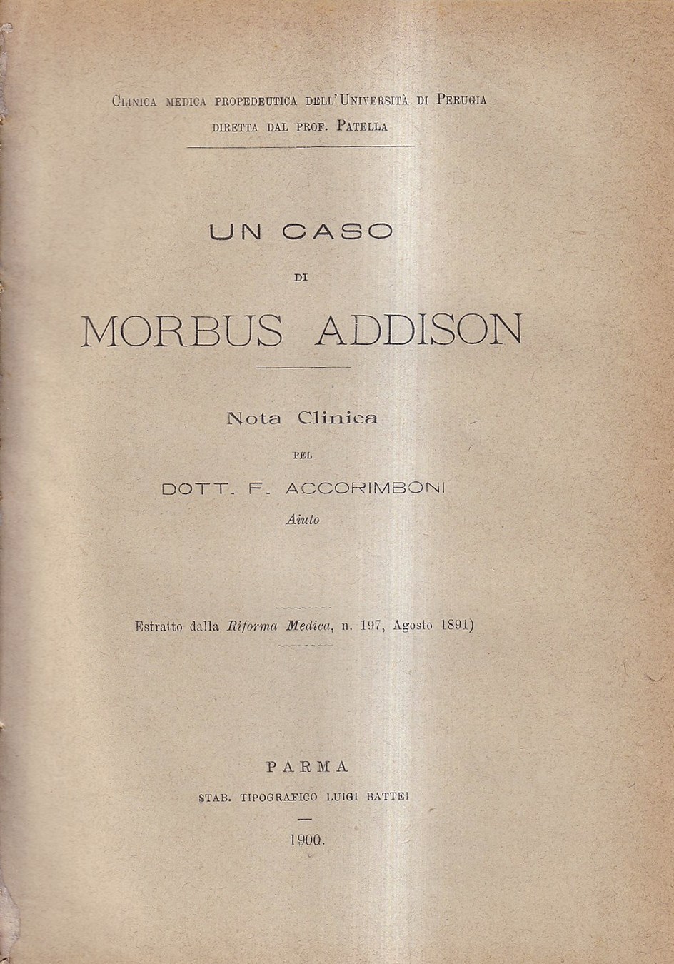 Un caso di Morbus Addison. Nota clinica