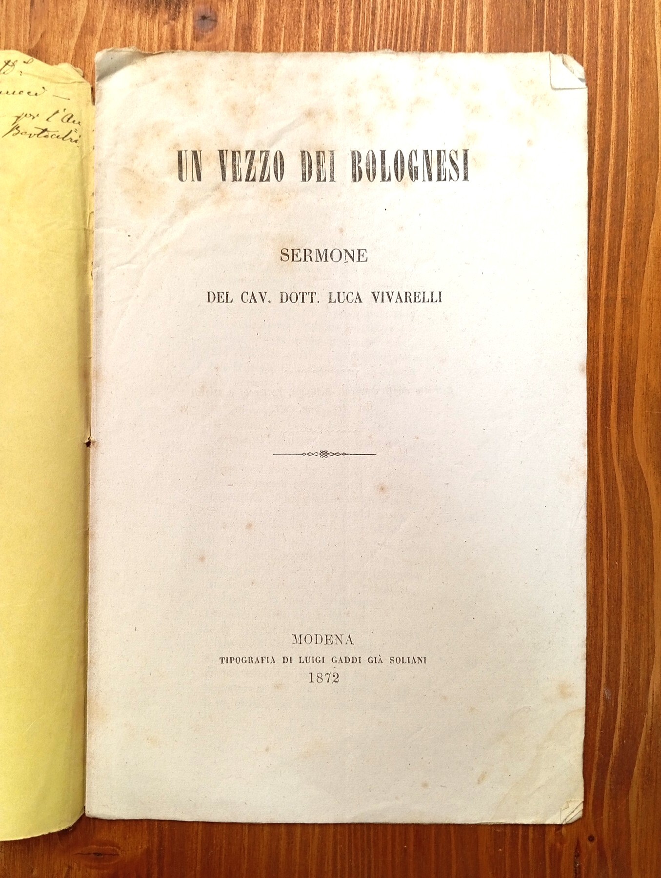 Un vezzo dei bolognesi. Sermone