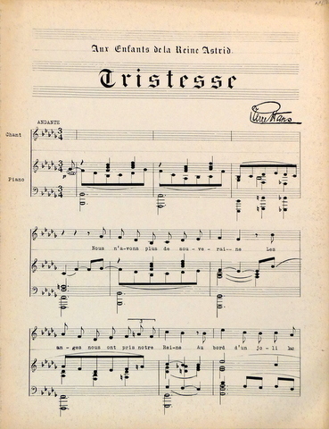 Tristesse. [Mélodie pour chant et piano. En notation continue]