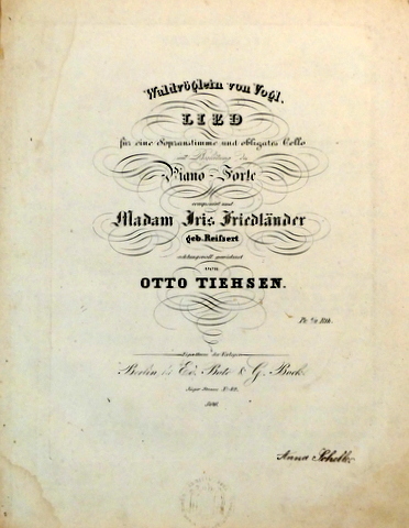 Waldvoglein von Vogl. Lied für eine Sopranstimme und obligates Cello …