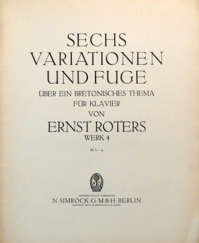 Sechs Variationen und Fuge über ein bretonisches Thema für Klavier. …