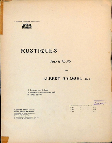 Rustiques pour le piano (Op. 5). En recueil