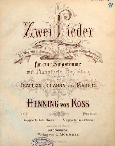 Zwei Lieder fur eine Singstimme mit Pianoforte-Begleitung. Op. 2. Ausgabe …