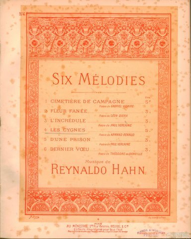 Six mélodies. 4. Les cygnes. Poésie de Armand Renaud