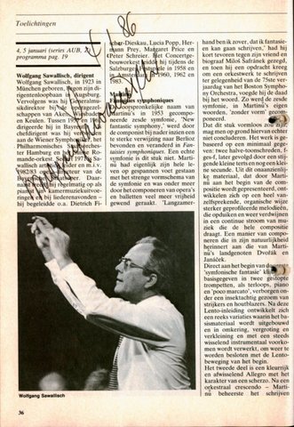 [Programm mit eigenh. Unterschrift] Preludium. Concertgebouwnieuws januari 1986