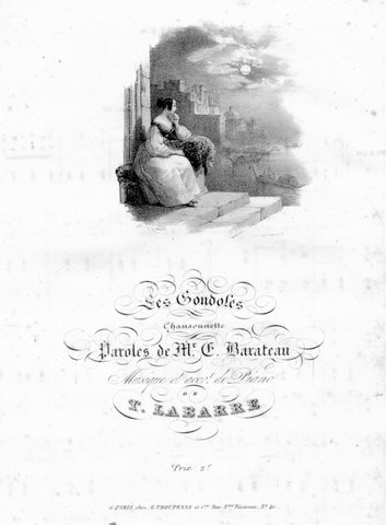 Les gondoles. Chansonnette. Paroles de Mr. E. Barateau