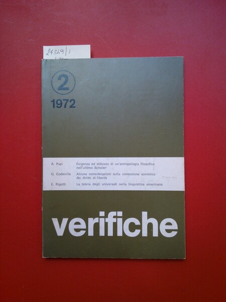 Verifiche anno 1, n° 2, dicembre 1972