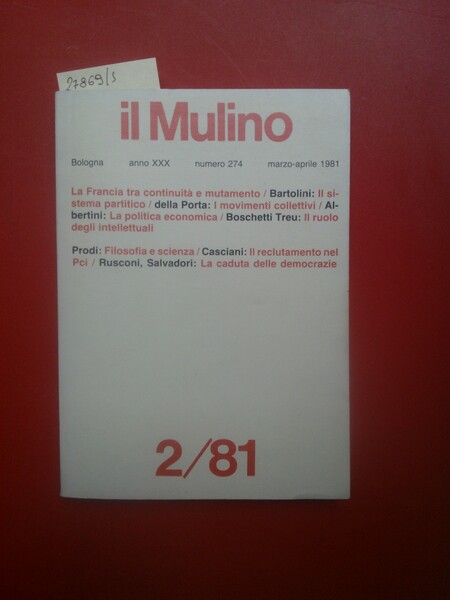 Il Mulino rivista bimestrale n. 274, marzo-aprile 1981