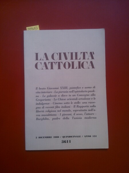 La civiltà cattolica quaderno 3611, anno 151, 2 dicembre 2000