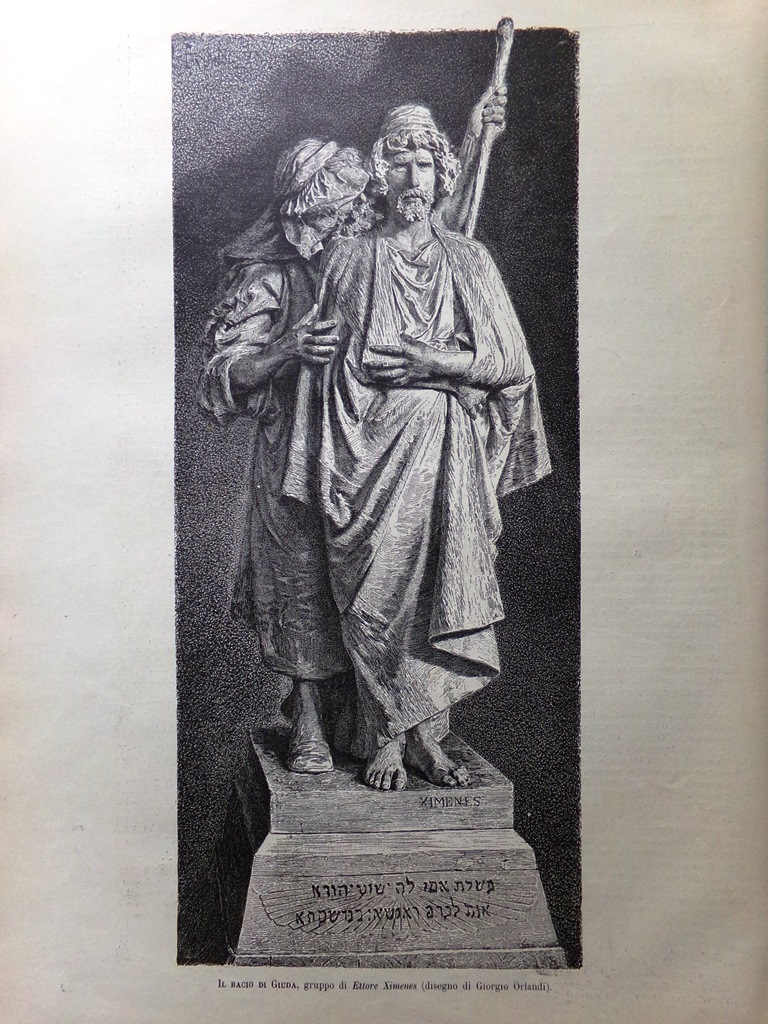 Stampa del 1884 Il bacio di Giuda Gruppo Ettore Ximenes …