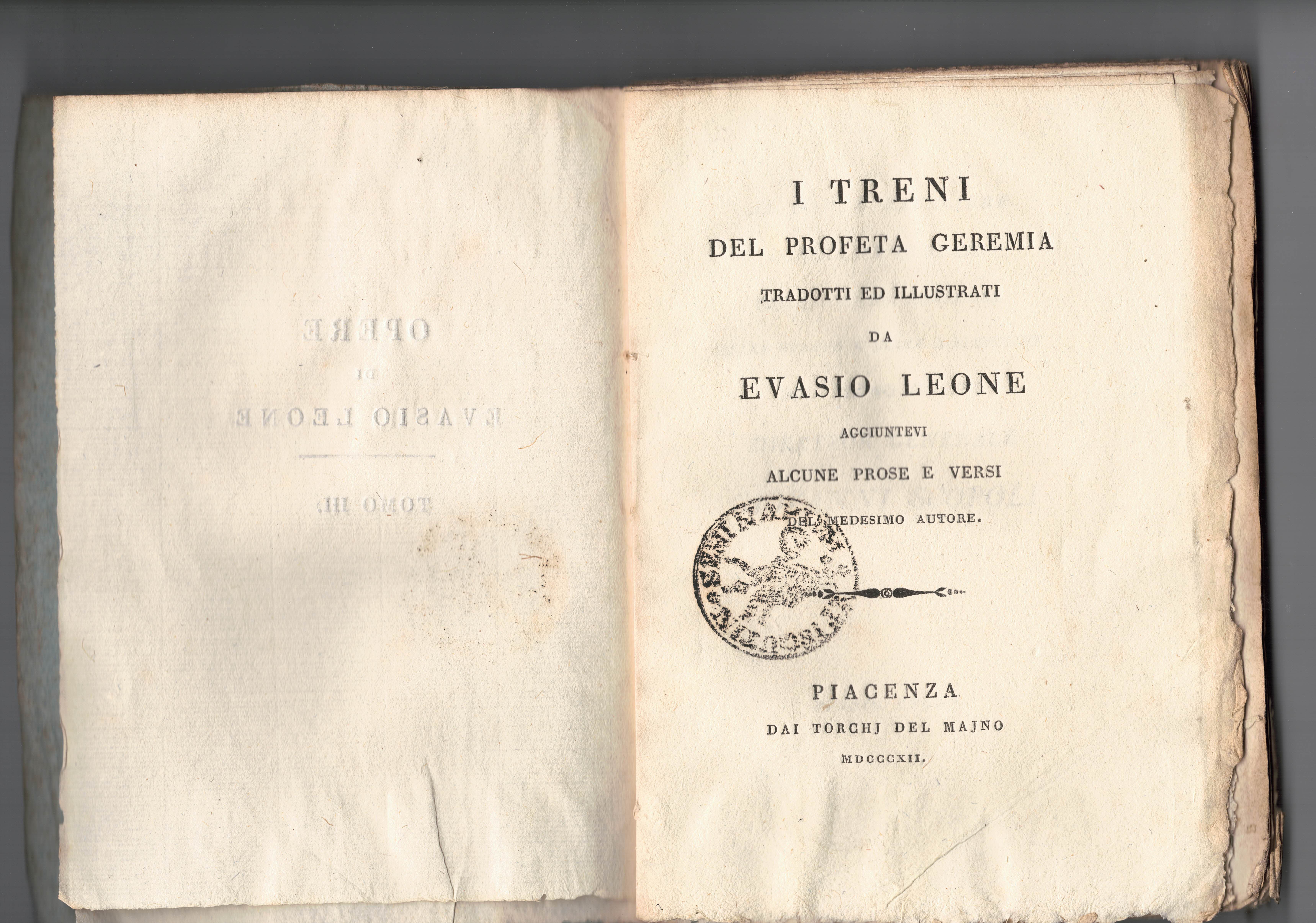 I treni del Profeta Geremia, tradotti ed illustrati da Evasio …