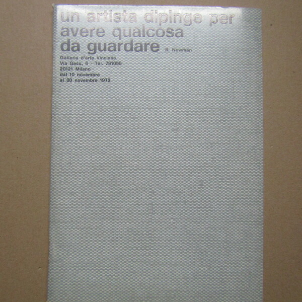 Un artista dipinge per avere qualcosa da guardare 'B. Newman'