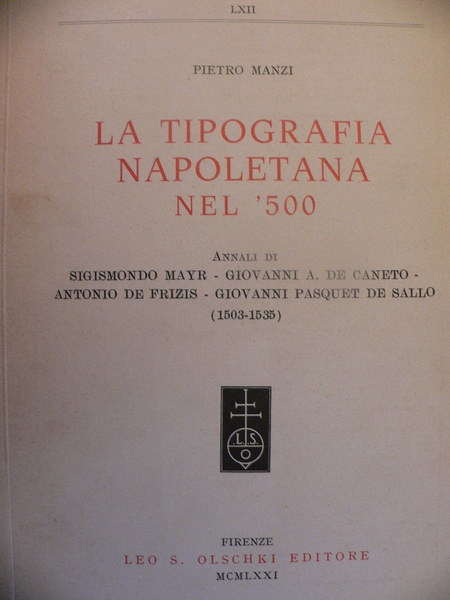La Tipografia Napoletana nel '500