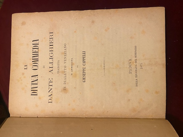 LA DIVINA COMMEDIA DI DANTE ALLIGHIERI TRADOTTA IN DIALETTO VENEZIANO …