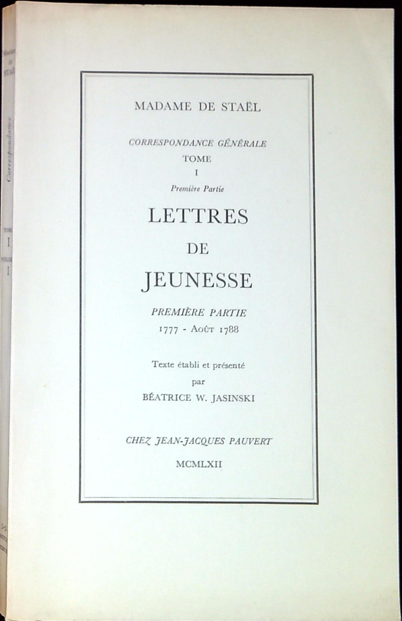1.1: Lettres de jeunesse, 1777-Août 1788
