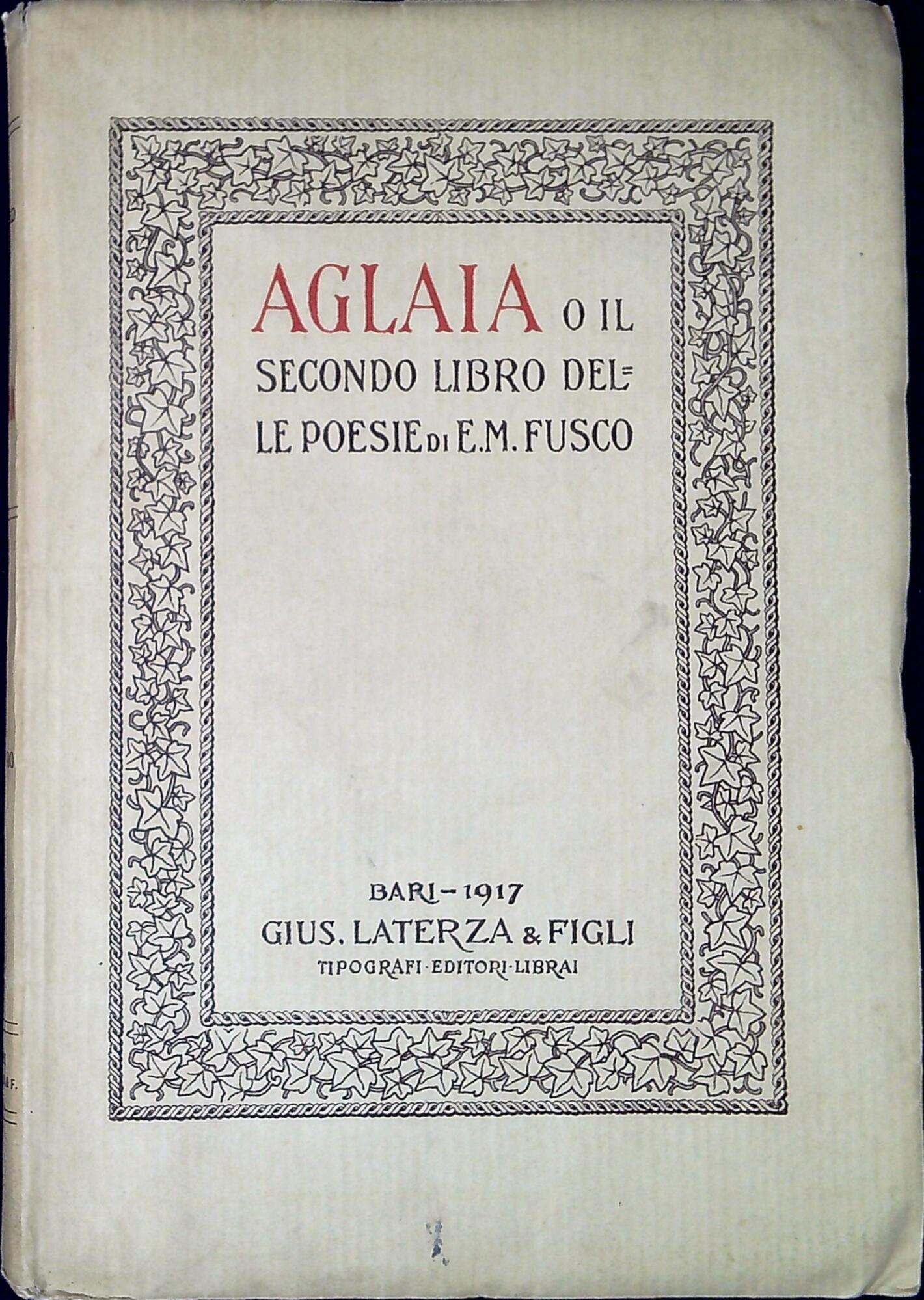 Aglaia, o Il secondo libro delle poesie