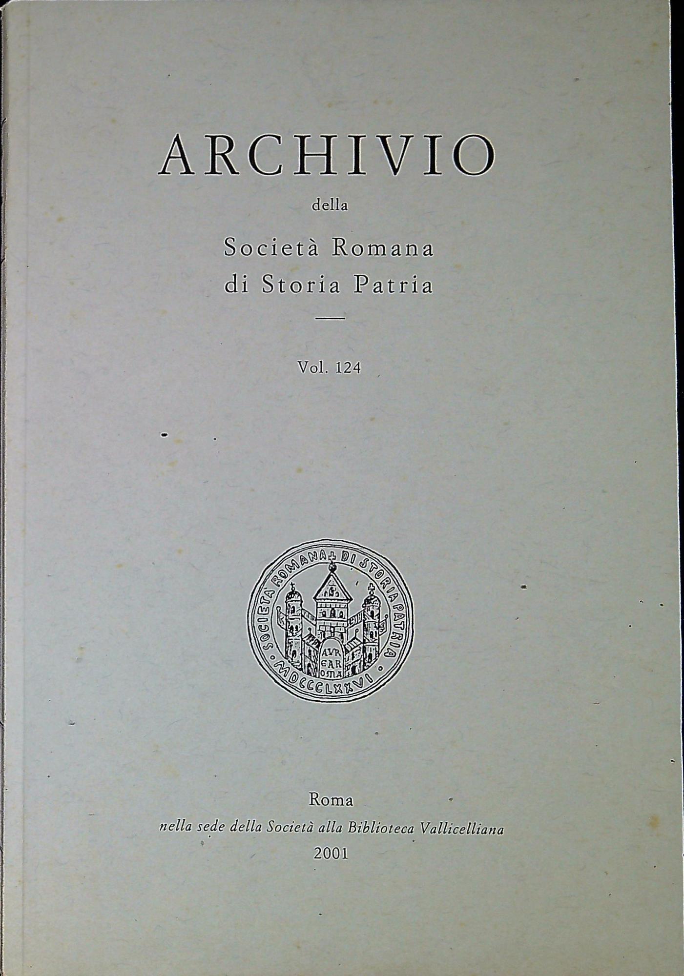 Archivio della Società Romana di Storia Patria vol. 124