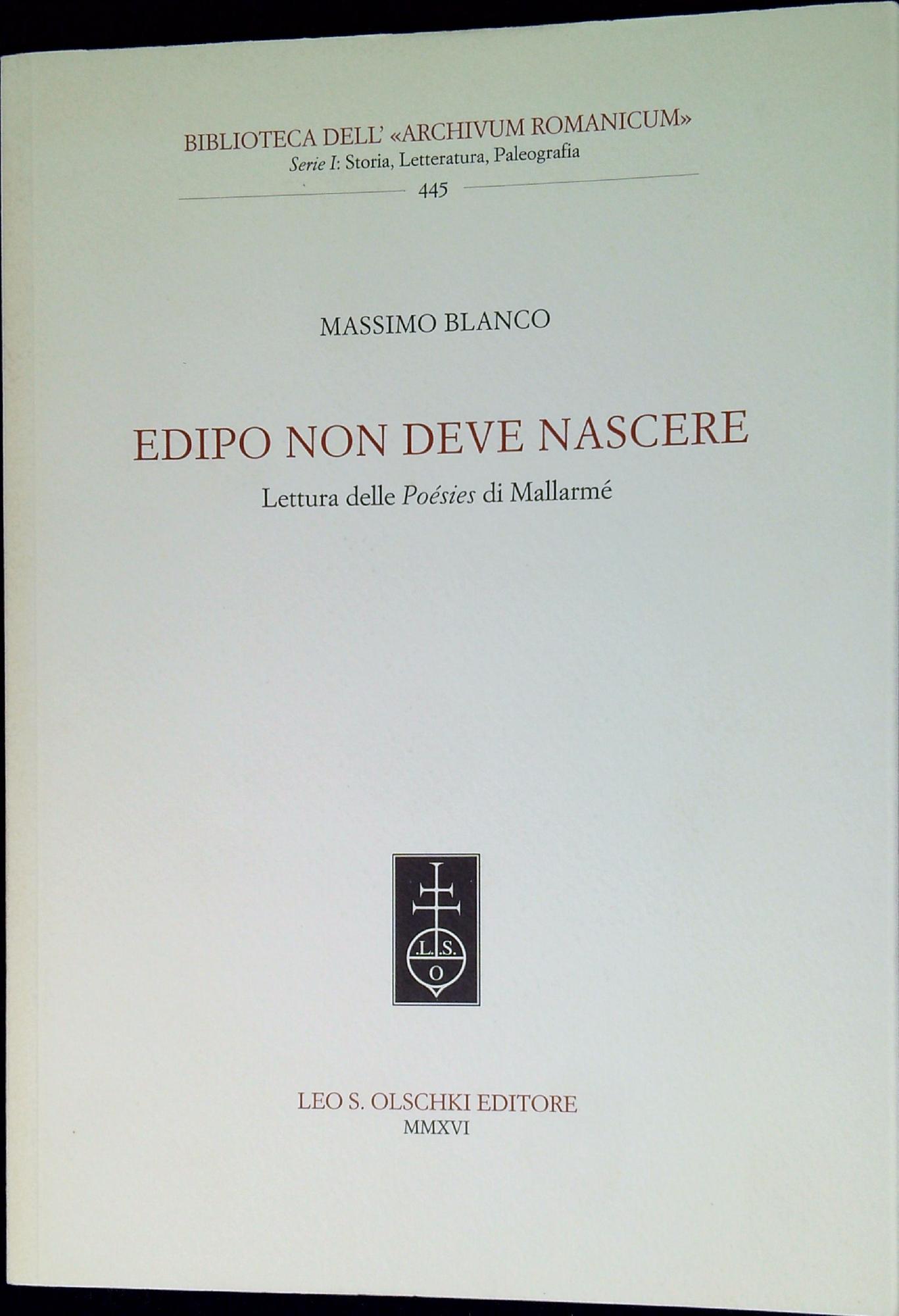 Edipo non deve nascere : lettura delle Poésies di Mallarmé