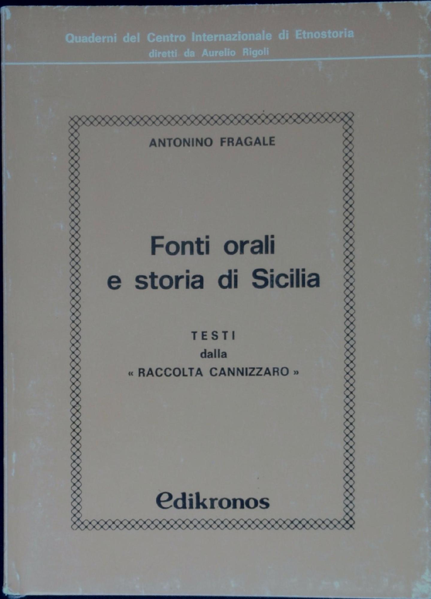 Fonti orali e storia di Sicilia : testi dalla "Raccolta …