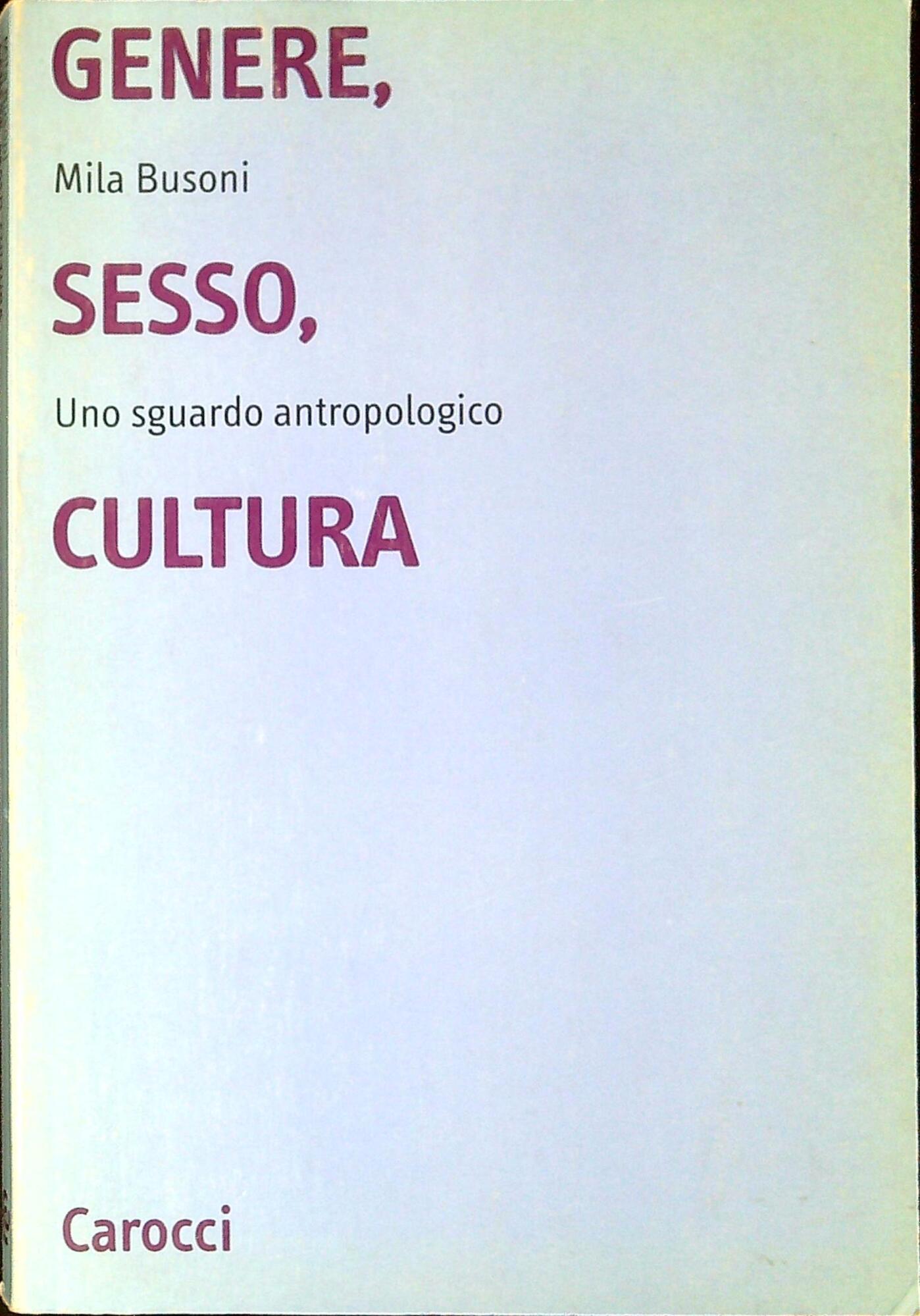 Genere, sesso, cultura. Uno sguardo antropologico
