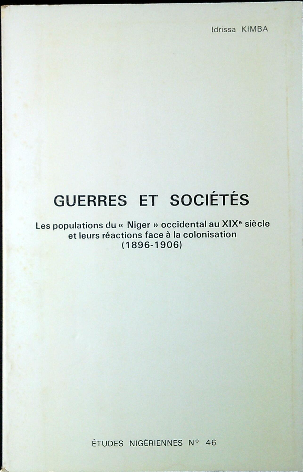 Guerres et sociétés : les populations du Niger occidental au …
