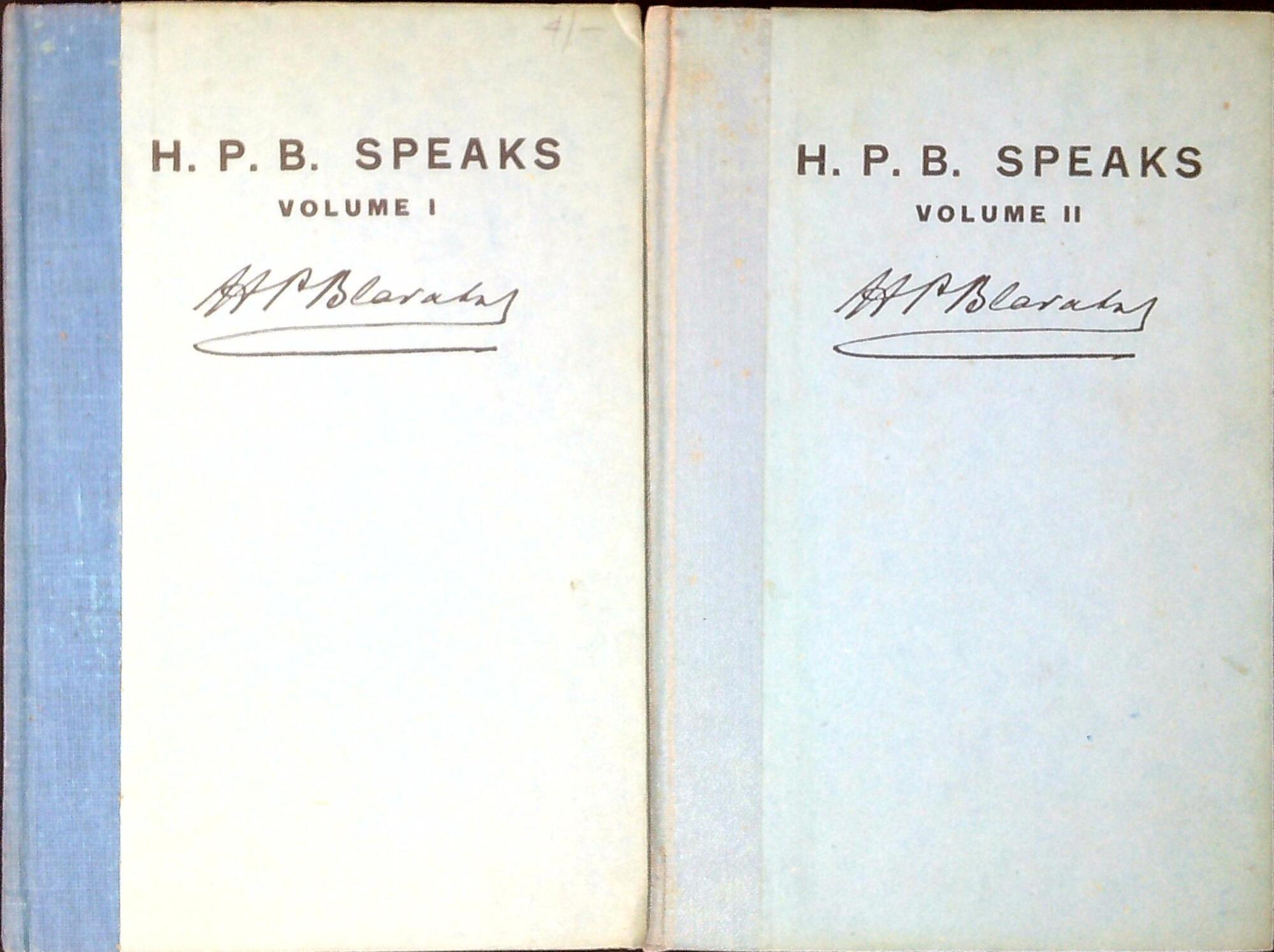 H. P. B. Speaks volumi 1 e 2