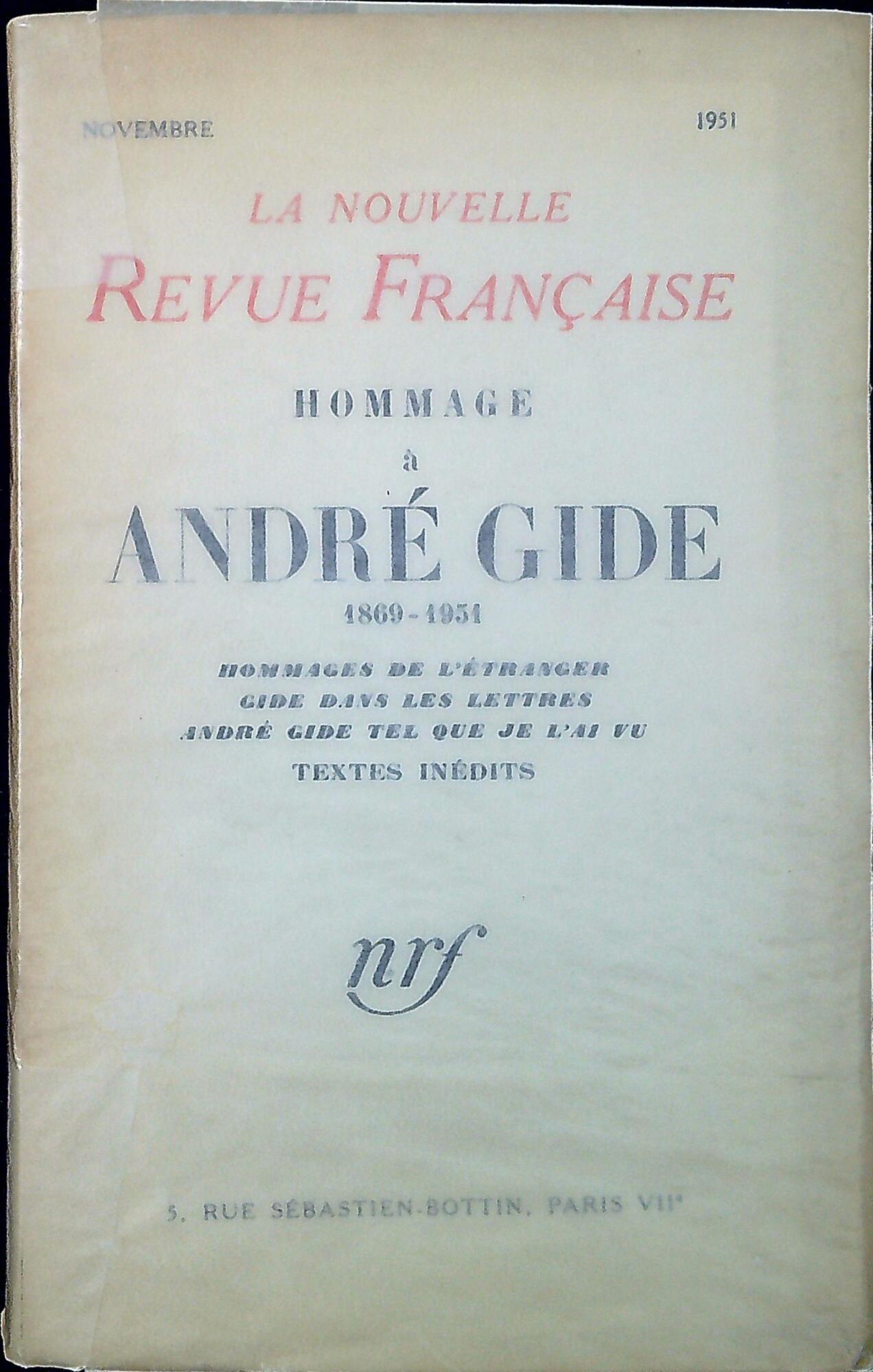 Hommage a André Gide