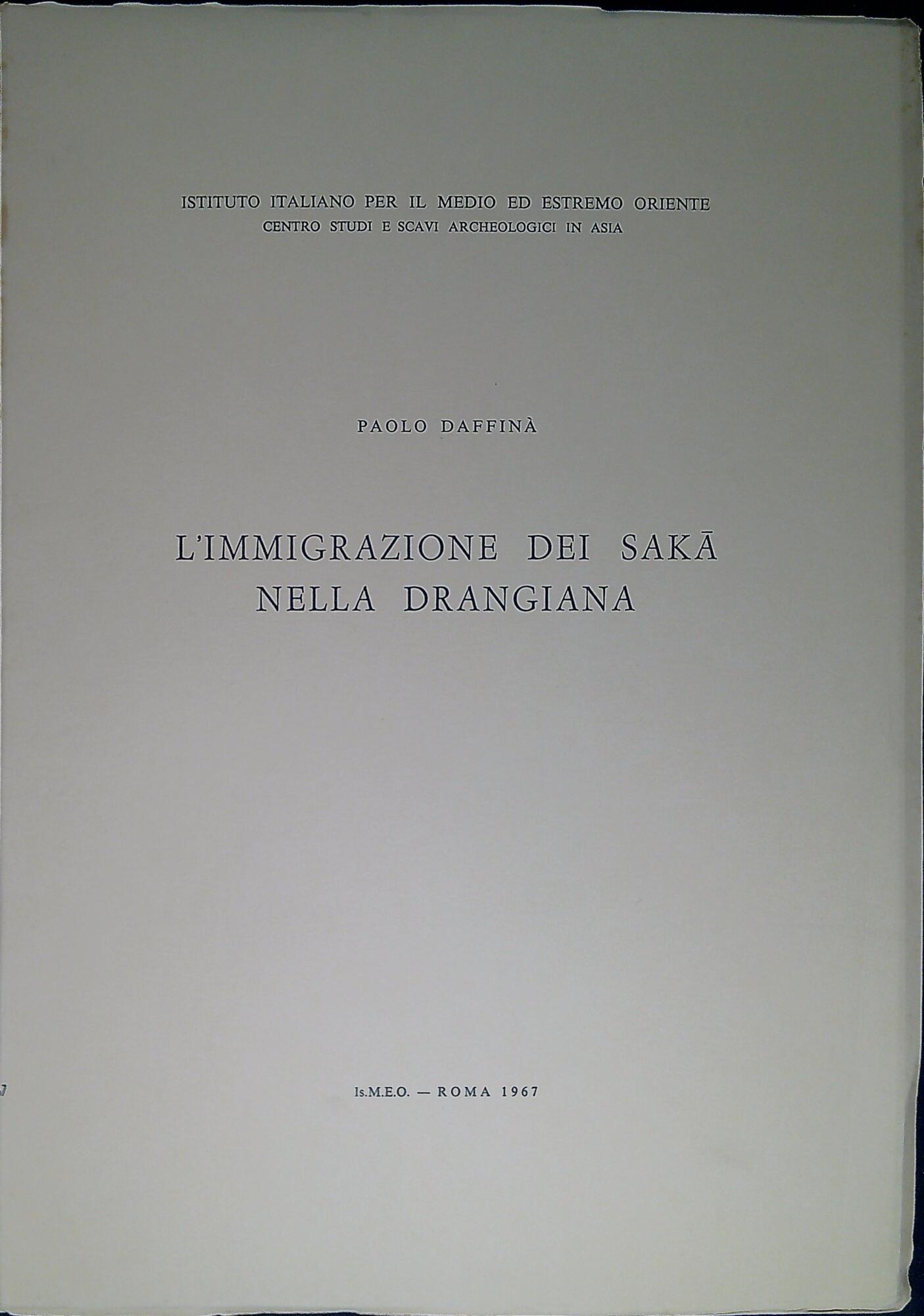 L'immigrazione dei Saka nella Drangiana