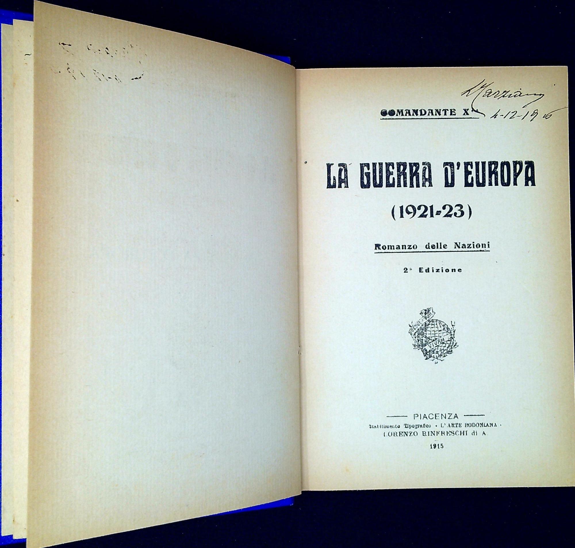 La Guerra d'Europa 1921-23 : romanzo delle Nazioni