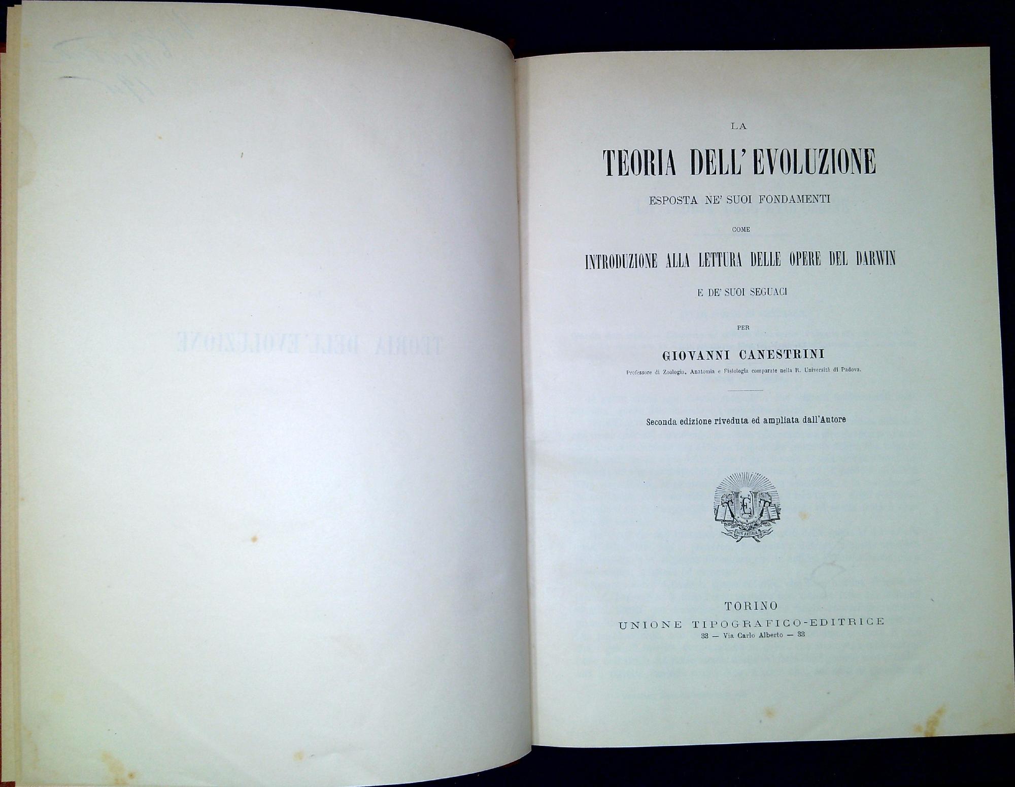 La teoria dell'evoluzione esposta nei suoi fondamenti, come introduzione alla …