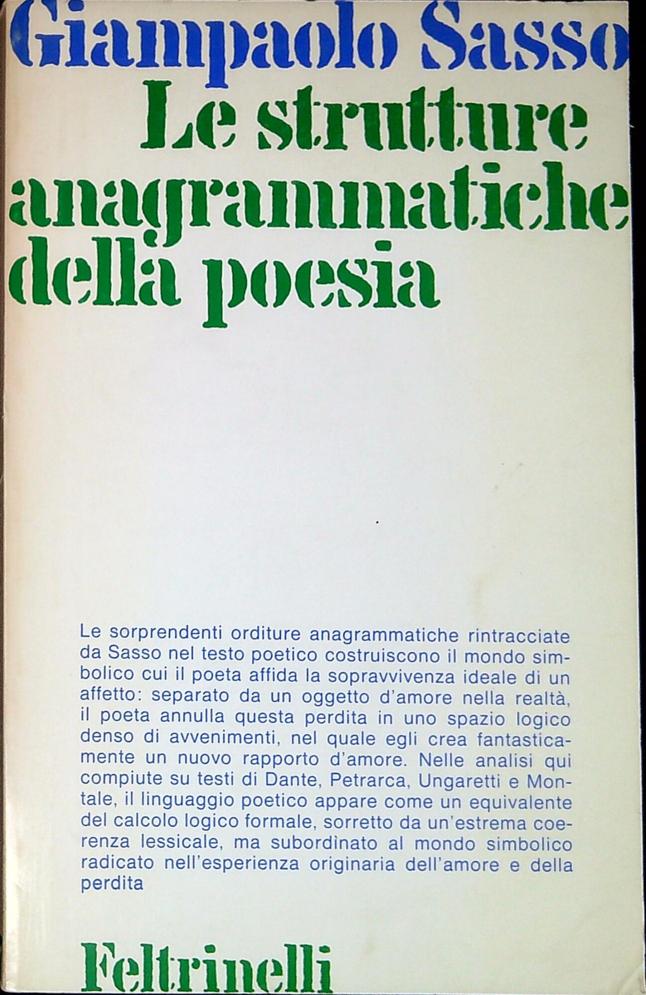 Le strutture anagrammatiche della poesia