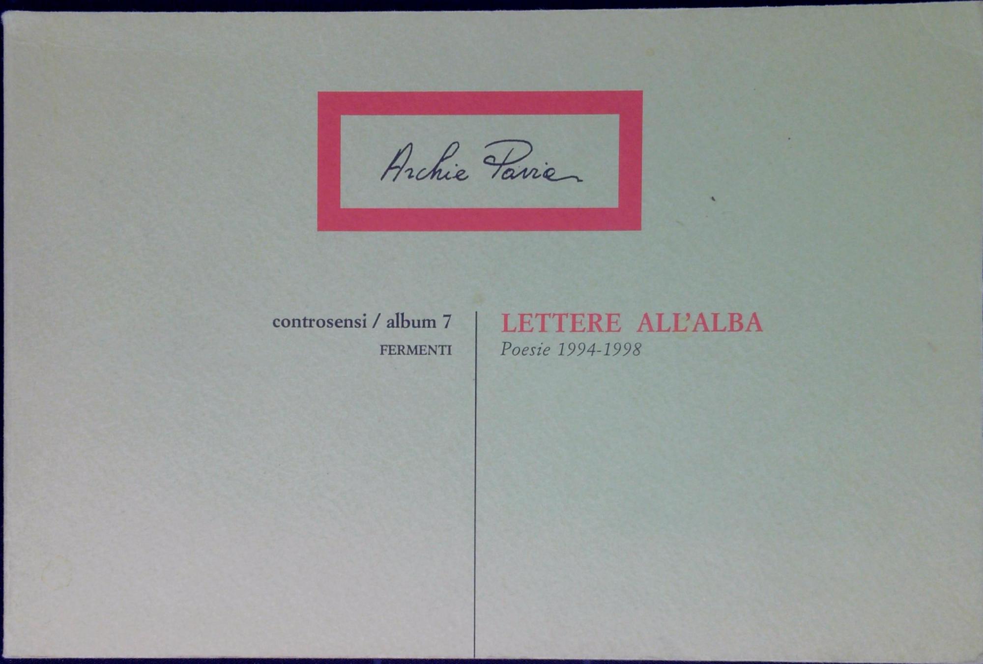 Lettere all'alba : poesie 1994-1998