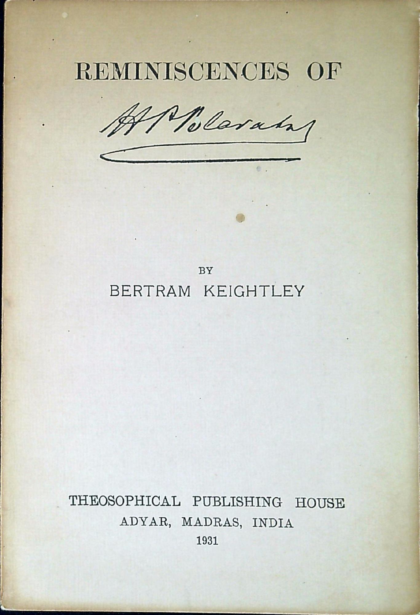 Reminiscences of H.P. Blavatsky