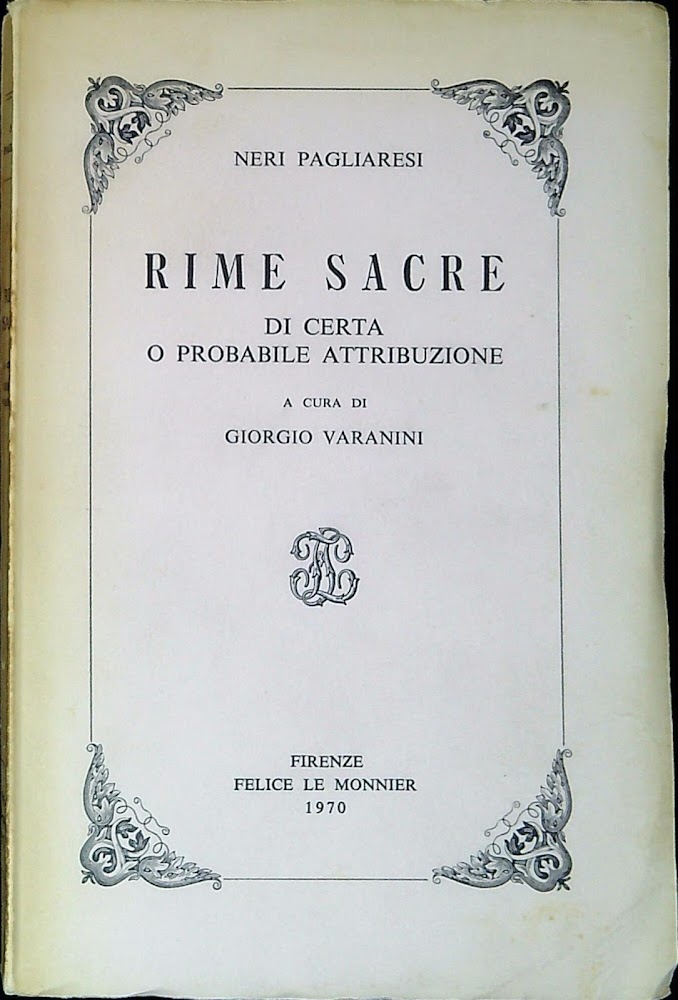 Rime sacre di certa o probabile attribuzione