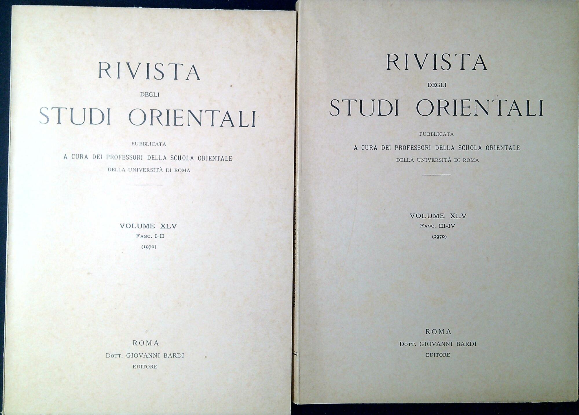 Rivista degli Studi orientali. Volume 45 Fasc-1-4 1970