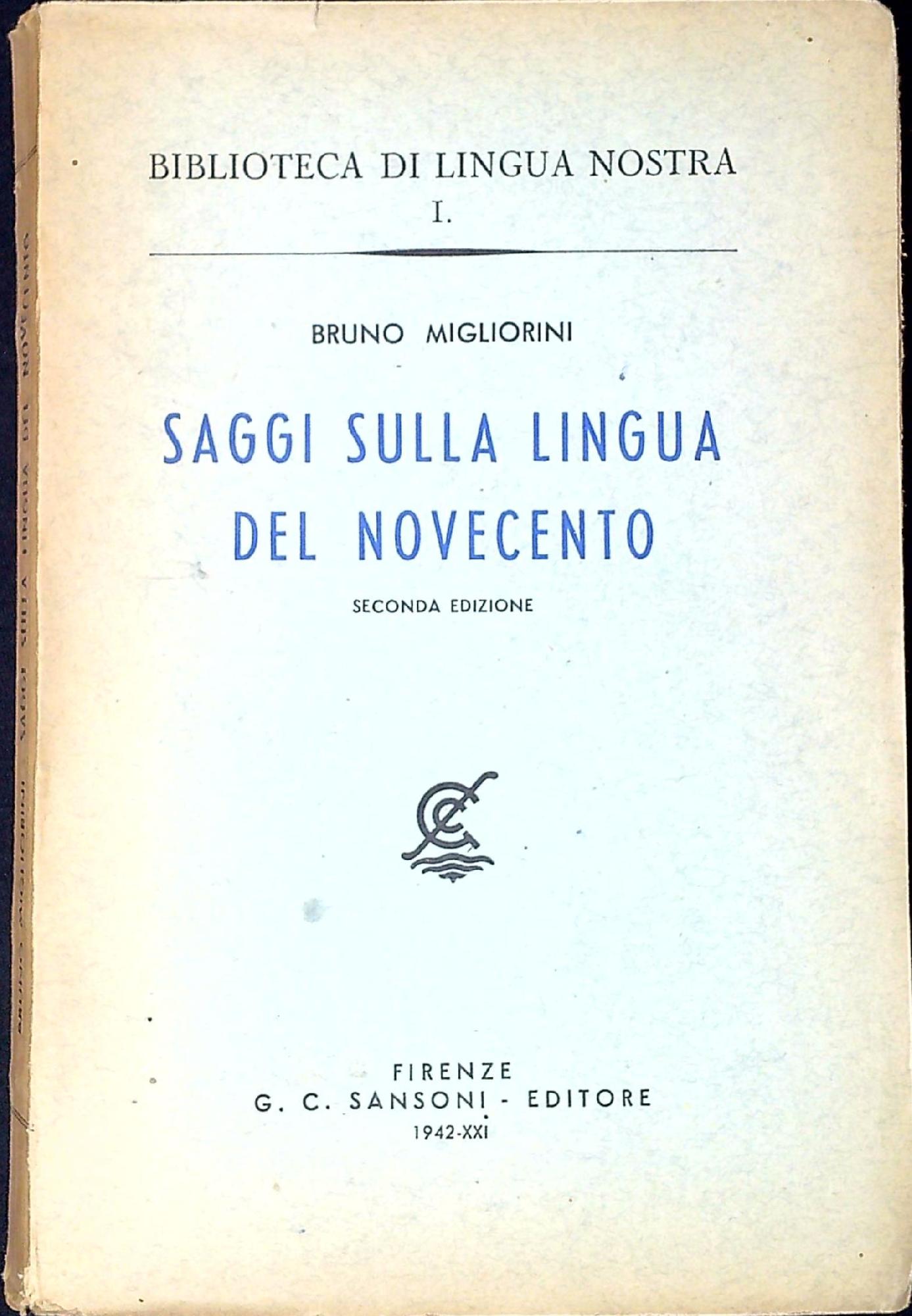 Saggi sulla Lingua del Novecento