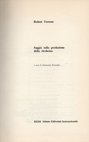 Saggio Sulla Produzione Della Ricchezza