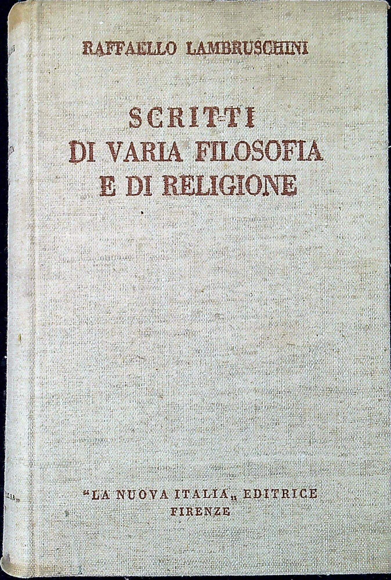 Scritti di varia filosofia e di religione