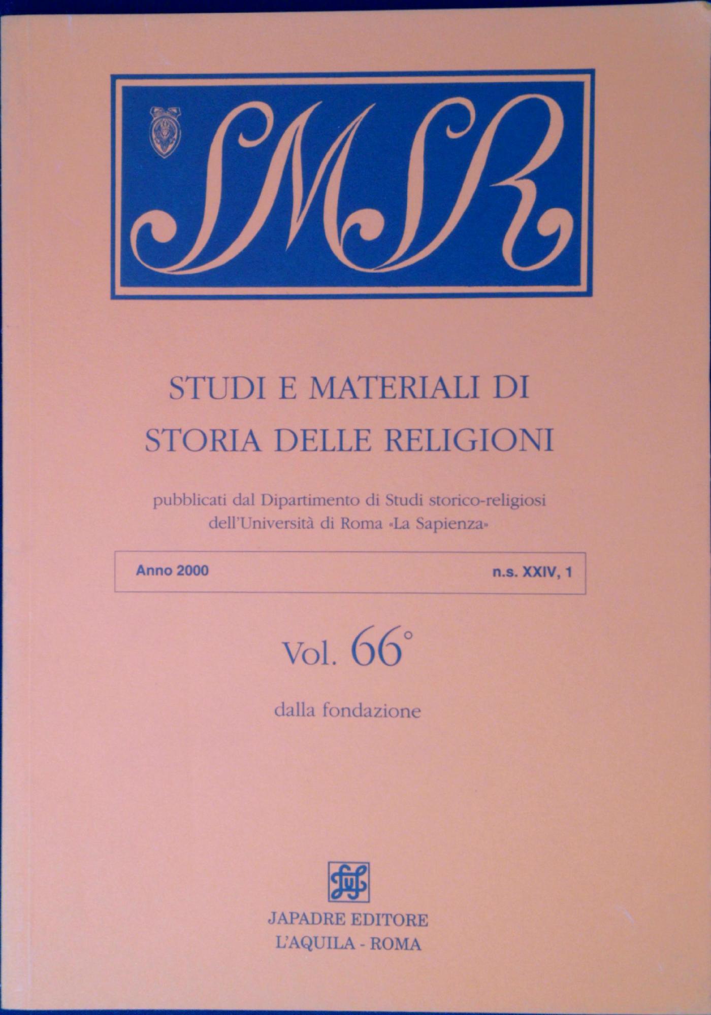 Studi e materiali di storia delle religioni vol.66 dalla fondazione