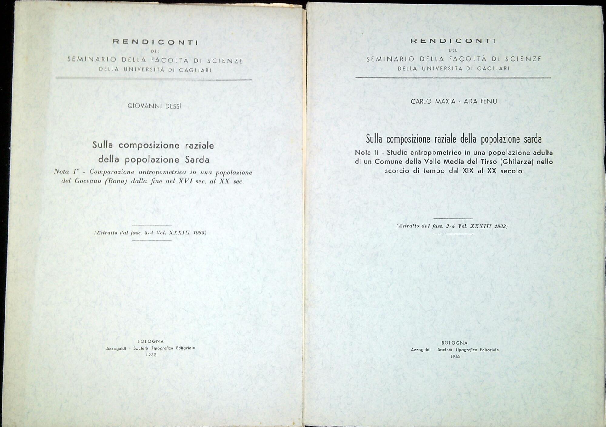Sulla composizione raziale della popolazione sarda. Nota 1 e 2