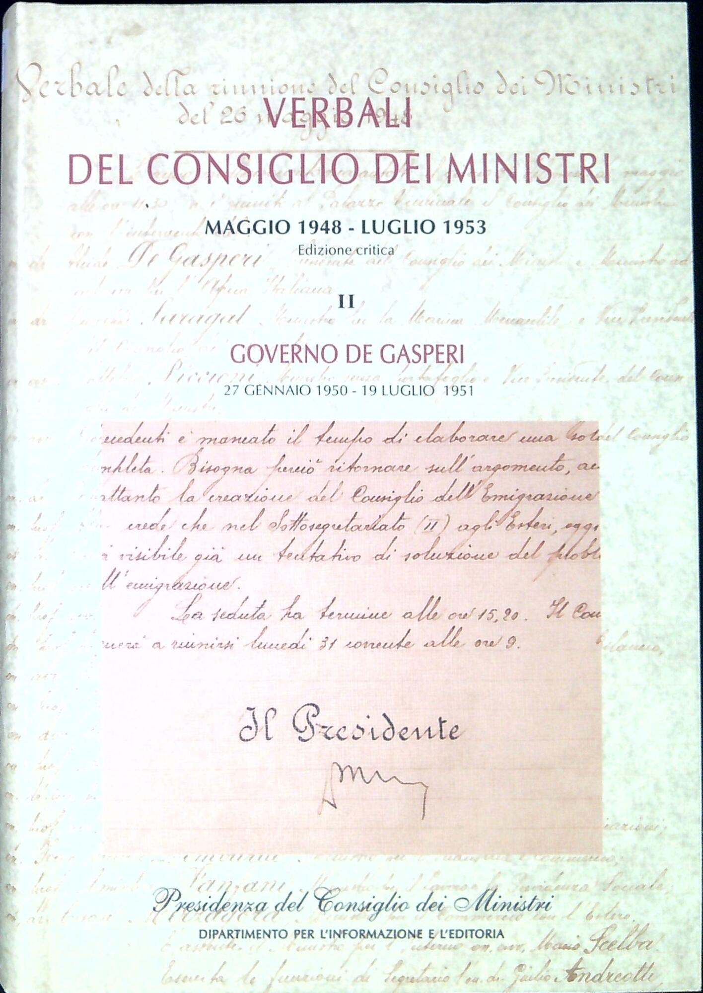 Verbali del Consiglio dei ministri maggio 1948-luglio 1953. Vol.2: Governo …
