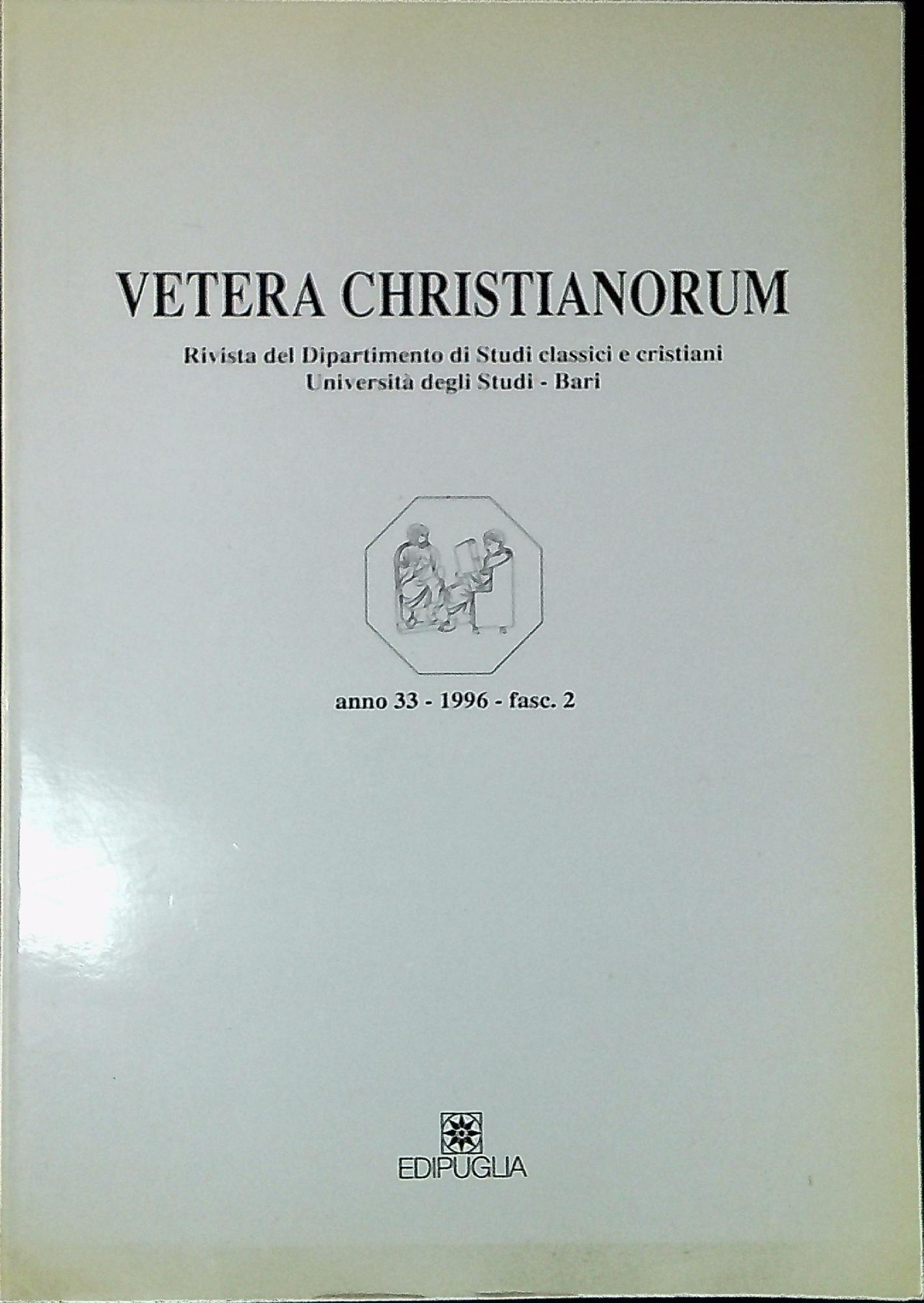 Vetera Christianorum Rivista del Dipartimento di Studi classici e cristiani …