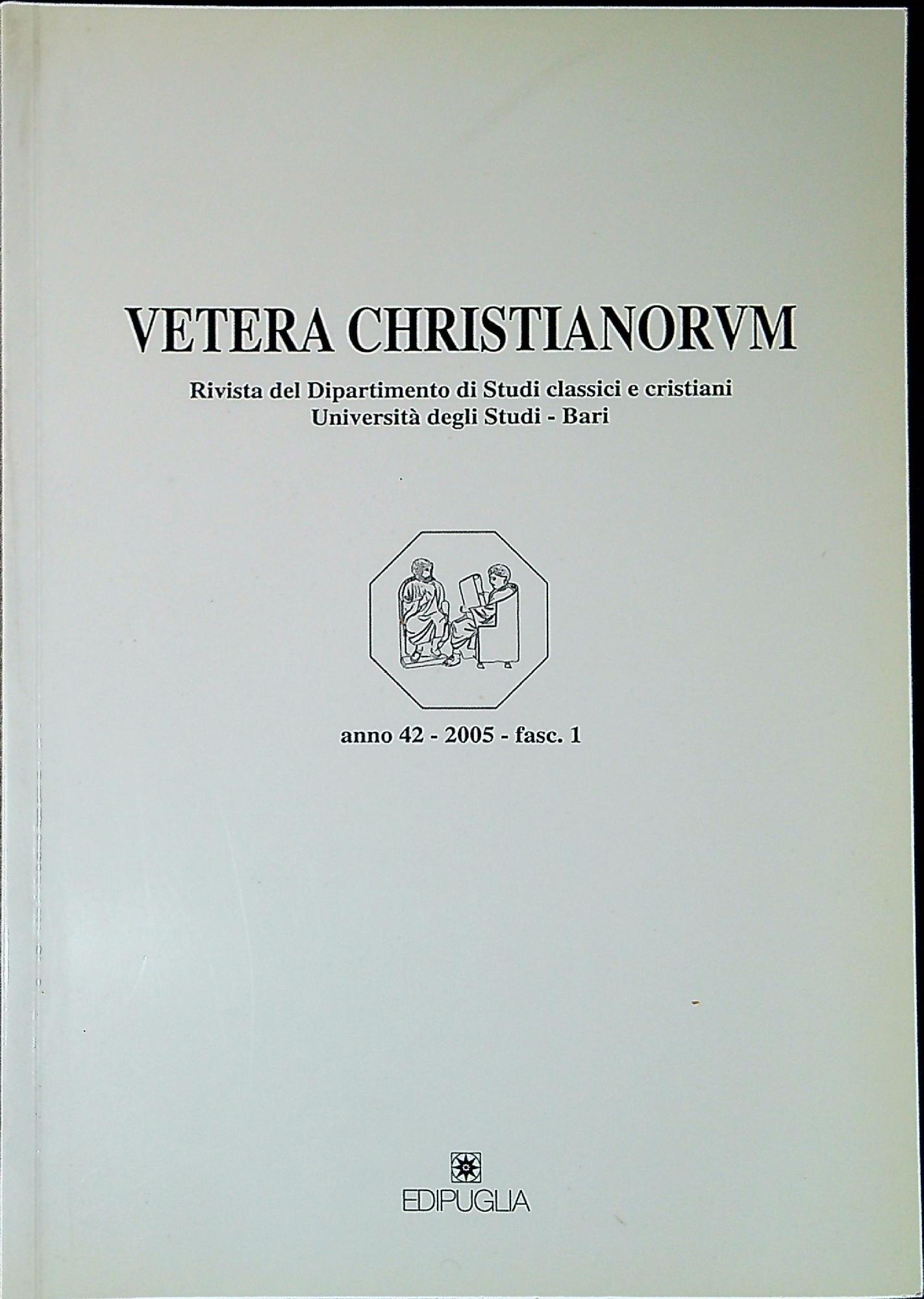 Vetera Christianorum Rivista del Dipartimento di Studi classici e cristiani …