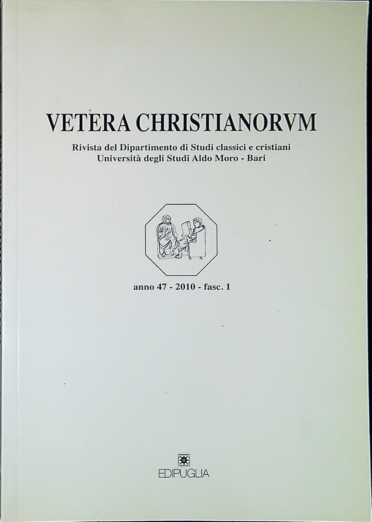 Vetera Christianorum Rivista del Dipartimento di Studi classici e cristiani …